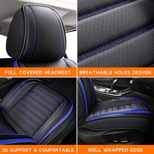Leather Car Seat Covers Full Set (Blue/Full Set)