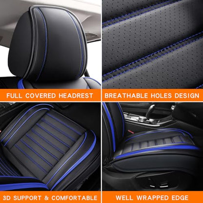 Leather Car Seat Covers Full Set (Blue/Full Set)