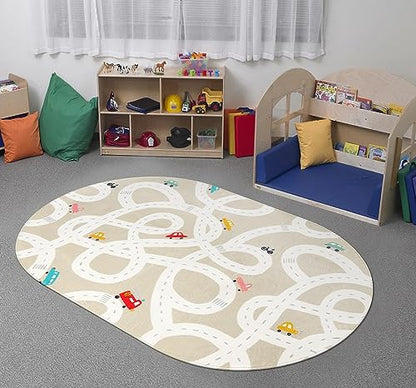 Kids Car Rug 3'x5' Washable Non (Tan / 3'x5')