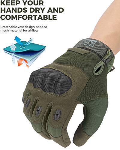 Tactical Gloves for Men (Green, Microfiber Protection / Medium)