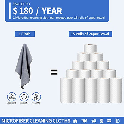 Microfiber Cleaning Cloth (Grey / 8 Pack)