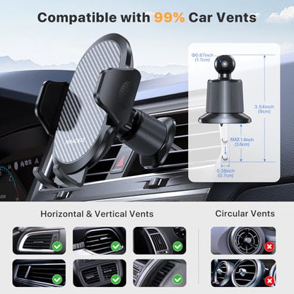 Phone Holders for Your Car with Metal Hook Clip (Dark Black / 1 Pack)