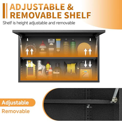 Metal Garage Wall Cabinet with Up (Black / 19.7"H Wall Cabinet(1-Door))