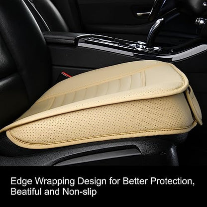 2pc Edge Wrapping Comfortable Car Front Seat Covers (Beige / 2x Bottom Seat Covers)