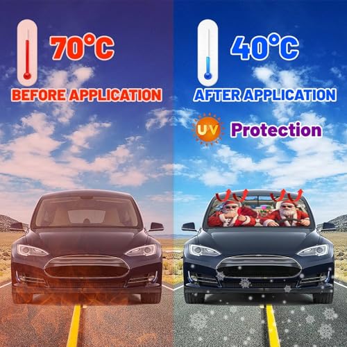 Fun Christmas Man Driving Car Windshield Sunshade Umbrella Christmas Sun Shade for Car Windshield Umbrella Upgraded Sunshades Blocks UV & Heat Front Window Shades for SUV Sedan Auto (One Size / Style11)