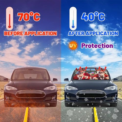 Fun Christmas Man Driving Car Windshield Sunshade Umbrella Christmas Sun Shade for Car Windshield Umbrella Upgraded Sunshades Blocks UV & Heat Front Window Shades for SUV Sedan Auto (One Size / Style11)