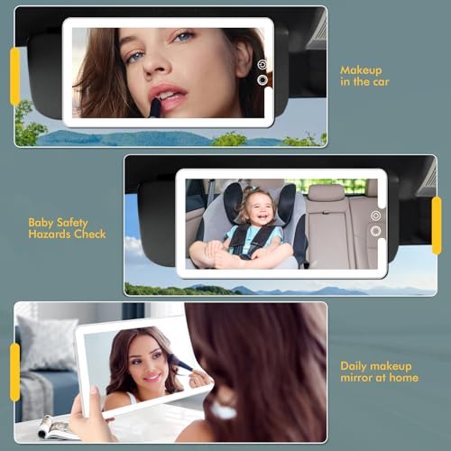 Car Visor Vanity Mirror with Light (White / (1pcs))