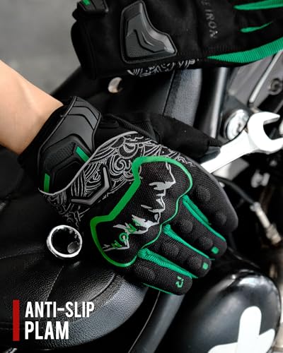 Motorcycle Gloves Motorbike Glove for Men Women Full Finger Knuckle Protection Touch Screen Cycling ATV Hiking Riding (XX-Large / mountain-Green)