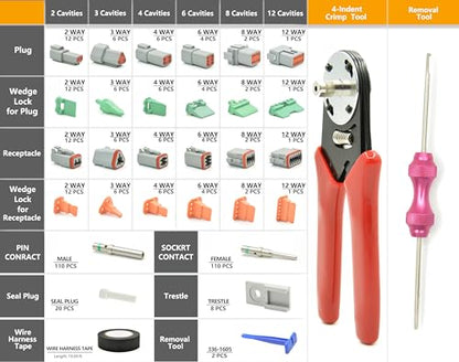 378 PCS DT Deutsch Series Waterproof Connector Kit (DT 378PCS KIT)