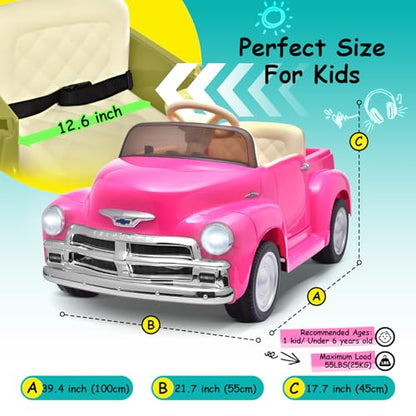 12V Kids Ride on Car Licensed Chevrolet 3100 (12v Pink)