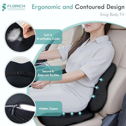 Car Seat Cushion and Lumbar Support Pillow for Office Chair Car (Black / 2Pcs)