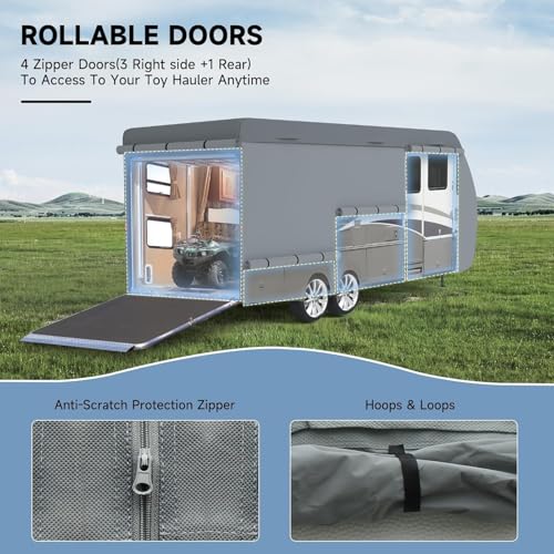 RV Cover 20 22ft (Travel Trailer Cover(Grey) / Fits 20-22FT)