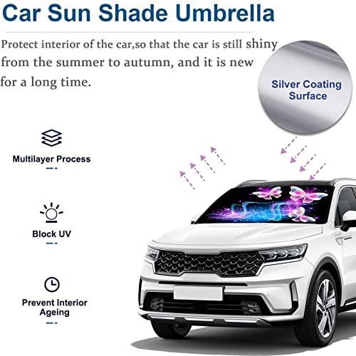 Purple Butterfly Car Sunshade (One Size / Purple Butterfly)