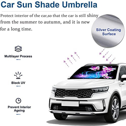 Purple Butterfly Car Sunshade (One Size / Purple Butterfly)