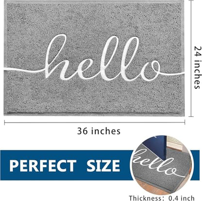 Door Mat Outside Inside Hello Doormat (3' x 2' / Grey Hello)