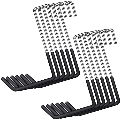 12 Pack Heavy Duty Rafter Hooks for Hanging Vinyl Coated Large S Hooks for Hanging Ladder Bike Hangers Garage Storage Organizer Black (Black 6mm)