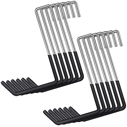 12 Pack Heavy Duty Rafter Hooks for Hanging Vinyl Coated Large S Hooks for Hanging Ladder Bike Hangers Garage Storage Organizer Black (Black 6mm)