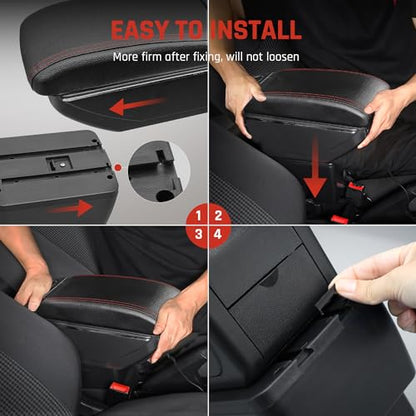 Car Armrest Box for KIA Stonic Rio 3 2018 (NO USB Ports / Red Thread)