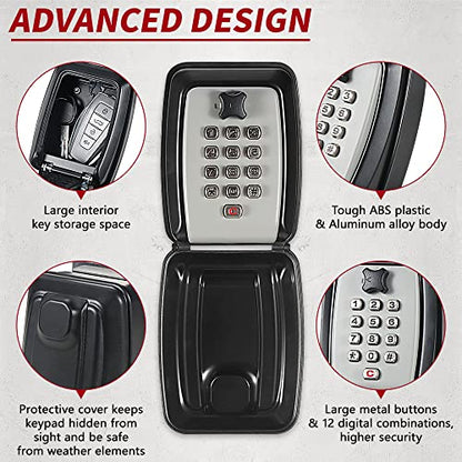 Car Window Punch Button Lock Box (Key Lock Box - Black Classic Style)