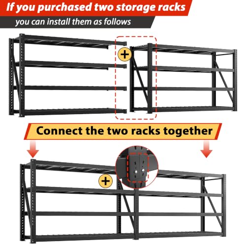 8000LBS Heavy Duty Garage Shelving (77"W x 24"D x 72"H, 4-Tier)