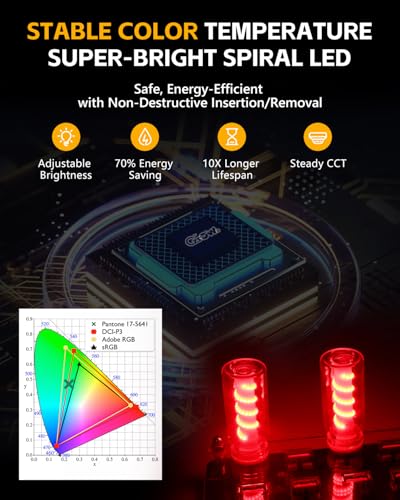 2PCS [Retro Playful Style] USB Lights for Car (Red(Spiral) / Clear Glass)
