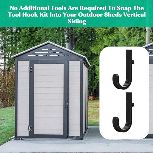 8 Pcs Shed Storage Tool Hooks Accessories Compatible with Suncast (J Shaped)