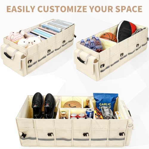 Car Trunk Organizer and Storage for Car (Beige / Large)