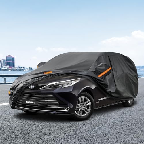 7 Layers Waterproof Car Cover for Toyota Sienna Minivan 1997 (PE-Black / Custom Fit Toyota Sienna)