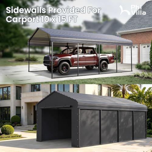 12x20 Carport (Grey with sidewalls / 12x20ft)