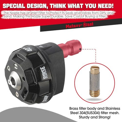 MeteorBlast 6 in 1 Quick Change over Adjustable Pressure Washer Nozzle Tips (Orifice 2.0)