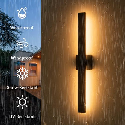 2 Packs Modern Outdoor Wall Lights 31.5" Long LED Outdoor Sconce Lights (Black / 31.5 inch-2 Pack)