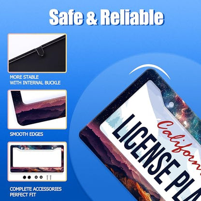 Galaxy Mountain License Plate Frame Stainless Steel Car Accessory 6x12 Inch (Galaxy and Mountains)