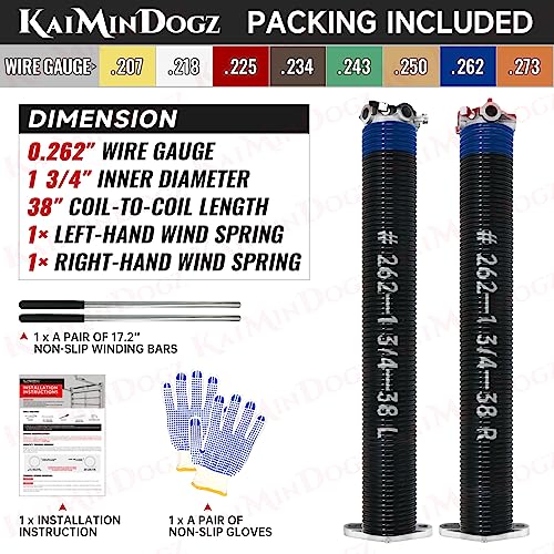 Pair of 1.75" Garage Door Torsion Springs Set with Non (0.262X1.75"X38")