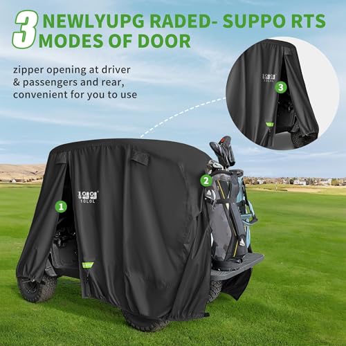 Heavy Duty Golf Cart Cover for 6 Passengers EZGO (Black / XL-For 4+2 Passengers Cart)