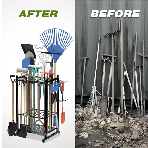 Garden Tool Organizer Rack Up to 50 Tools (Rack with hooks)
