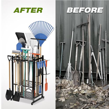 Garden Tool Organizer Rack Up to 50 Tools (Rack with hooks)