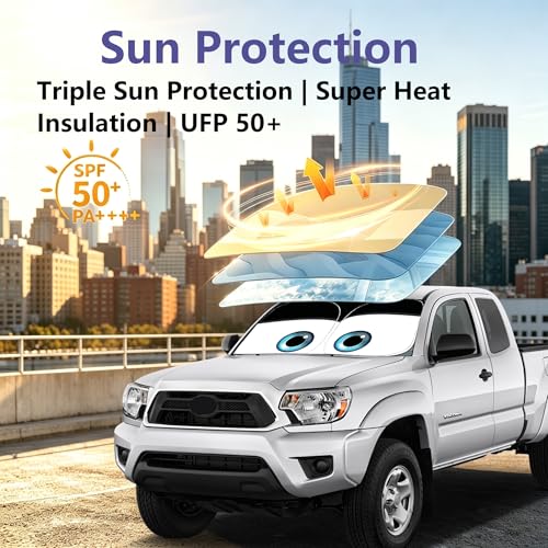 Windshield Sun Shade for Toyota Tacoma 2016 (Black / Tacoma (Custom Fit))