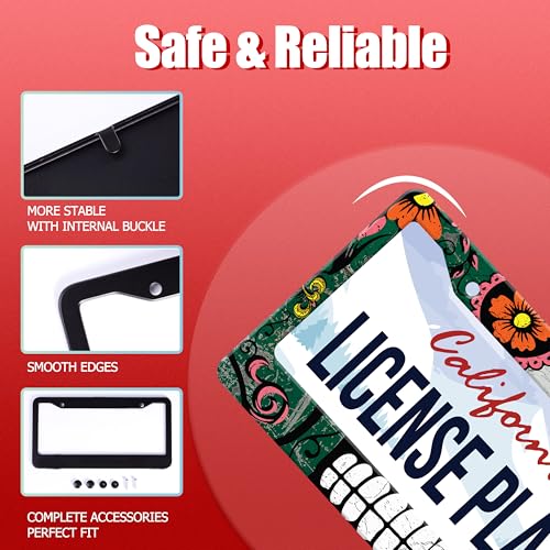 Mexico Flag Skull License Plate Frame Stainless Steel 2 (Mexico Flag Skull)