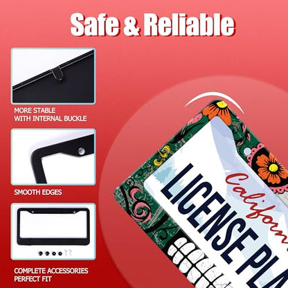 Mexico Flag Skull License Plate Frame Stainless Steel 2 (Mexico Flag Skull)