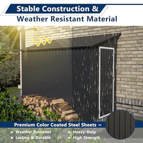 Shed Lean to Storage Shed (Black / 4 X 8FT)