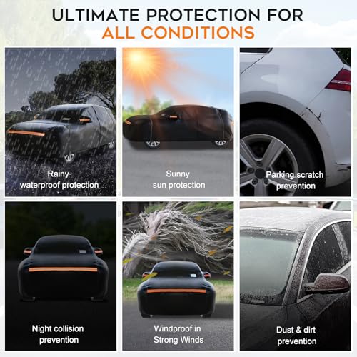 Heavy Duty SUV Car Cover Waterproof All Weather for Automobiles (Black / Fit SUV-Length (Up To 201"))