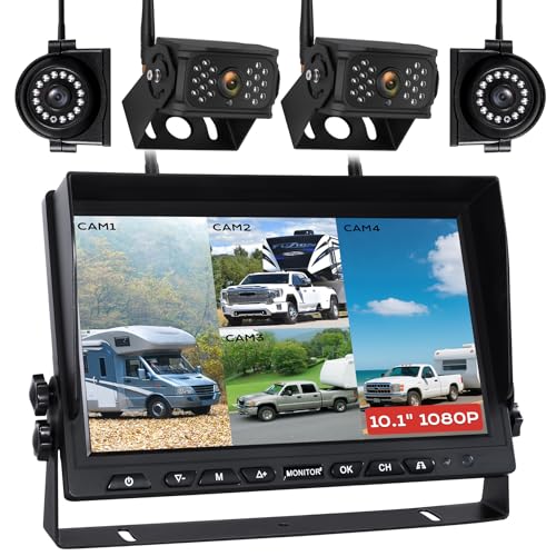 10.1" Wireless RV Backup Camera System (10.1" 4-Cam)