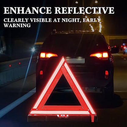 24 Pcs Warning Triangles Dot Reflective Foldable Emergency Safety