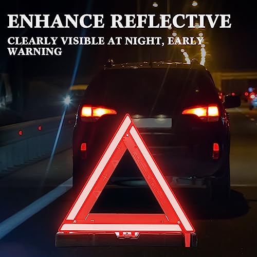9 Pcs Warning Triangles Dot Reflective Foldable Emergency Safety