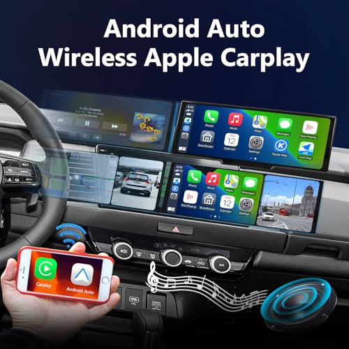 Portable Carplay Screen for Car 9.28" Carplay & Android Auto Car Touch Stereo (10.26" Carplay with 4K DVR & 1080p Rear Cam)