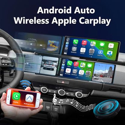 Portable Carplay Screen for Car 9.28" Carplay & Android Auto Car Touch Stereo (10.26" Carplay with 4K DVR & 1080p Rear Cam)