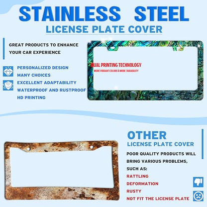 Funny Faux Abalone License Plate Frame Stainless Steel 6.3 X 12.2 Inch (Faux Abalone)