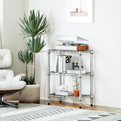 750 lbs 3 Tier Shelf Metal Storage Shelves Wire Rack Closet Organizers with PP Board for Garage Kitchen Bathroom Laundry Chrome 11.8" D x 21.7" W x 28.6" H (3 tier, 11.8" D x 21.7" W x 28.6" H / Chrome)