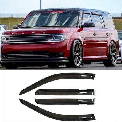 Window Visors Dark Smoke Rain Guards for 2009 (2009-2019 Ford Flex(Dark Smoke))
