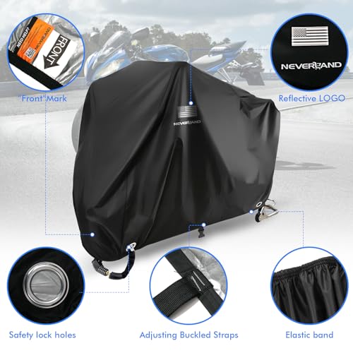 Motorcycle Cover Waterproof Outdoor All Weather Protection Black (black / L ( 87*38*44 inches ))